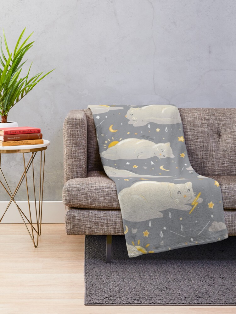 Alternate view of Kitty clouds Throw Blanket