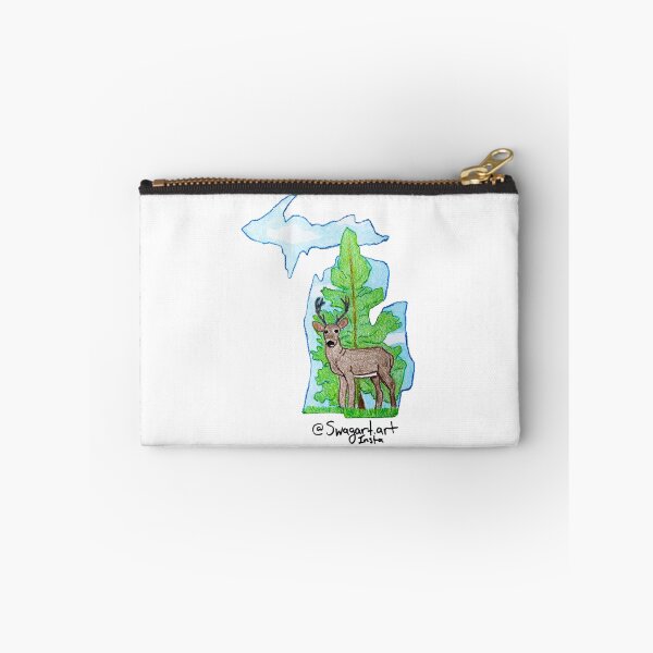 Item preview, Michigan Map Picture with Buck Deer, Pine Tree, and Blue Skies designed and sold by SwagartArt.