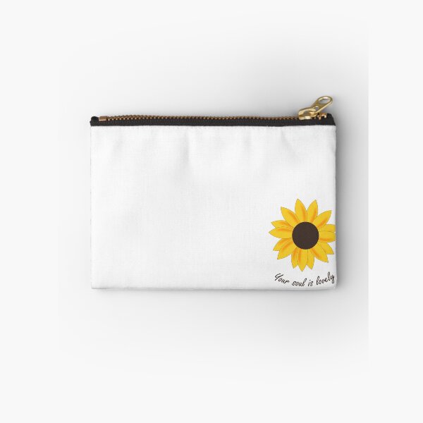 Item preview, Sunkissed Yellow Orange floating sunflower head with daily positive affirmation quote in brown cursive typography (standard white) designed and sold by Deegital18.