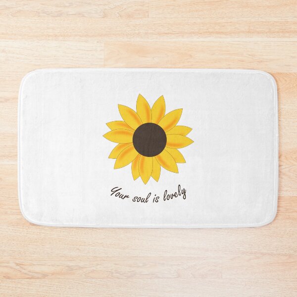 Item preview, Sunkissed Yellow Orange floating sunflower head with daily positive affirmation quote in brown cursive typography (standard white) designed and sold by Deegital18.