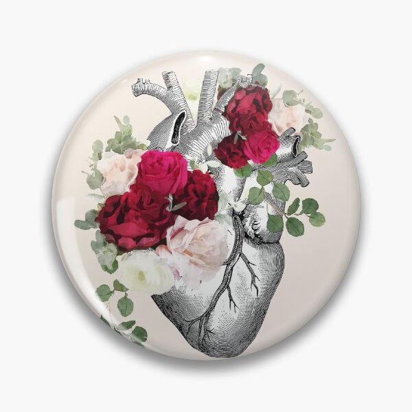 Item preview, Human heart illustration art, dark, purple roses, vintage effect designed and sold by Collagedream.
