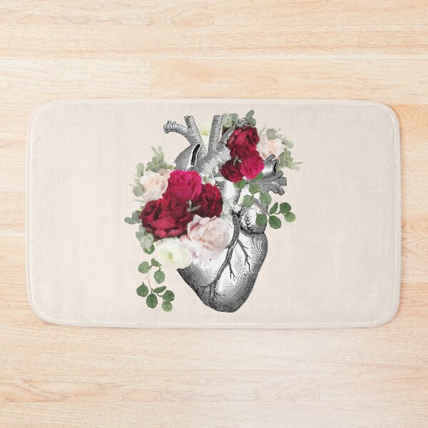 Item preview, Human heart illustration art, dark, purple roses, vintage effect designed and sold by Collagedream.