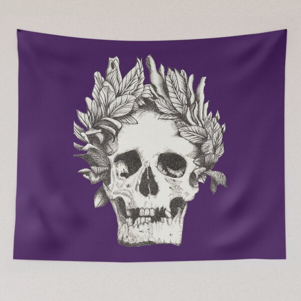 Item preview, Skull in Laurel Wreath Pen Sketch designed and sold by Monika's Painting.