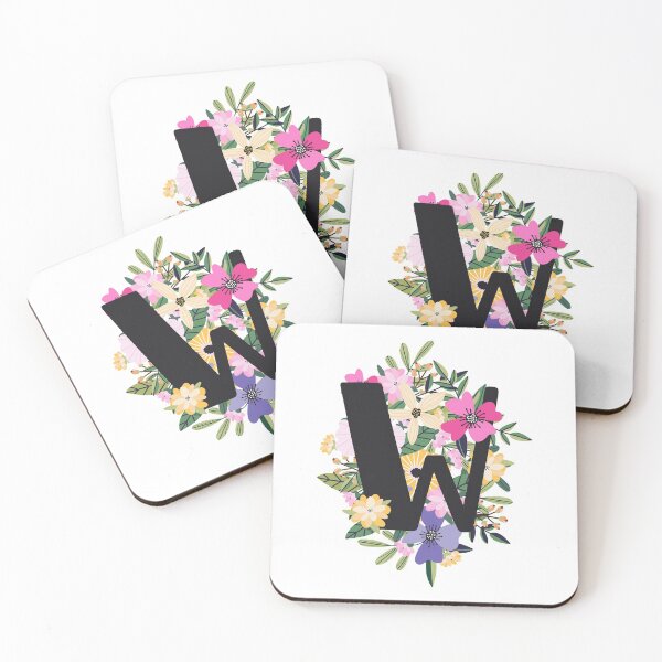 Item preview, Copy of Pretty Pink Yellow Floral Monogram W designed and sold by ketrena.