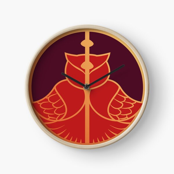 Relique hibou et serpent - rouge doré Horloge