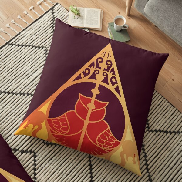 Relique hibou et serpent - rouge doré Coussin de sol