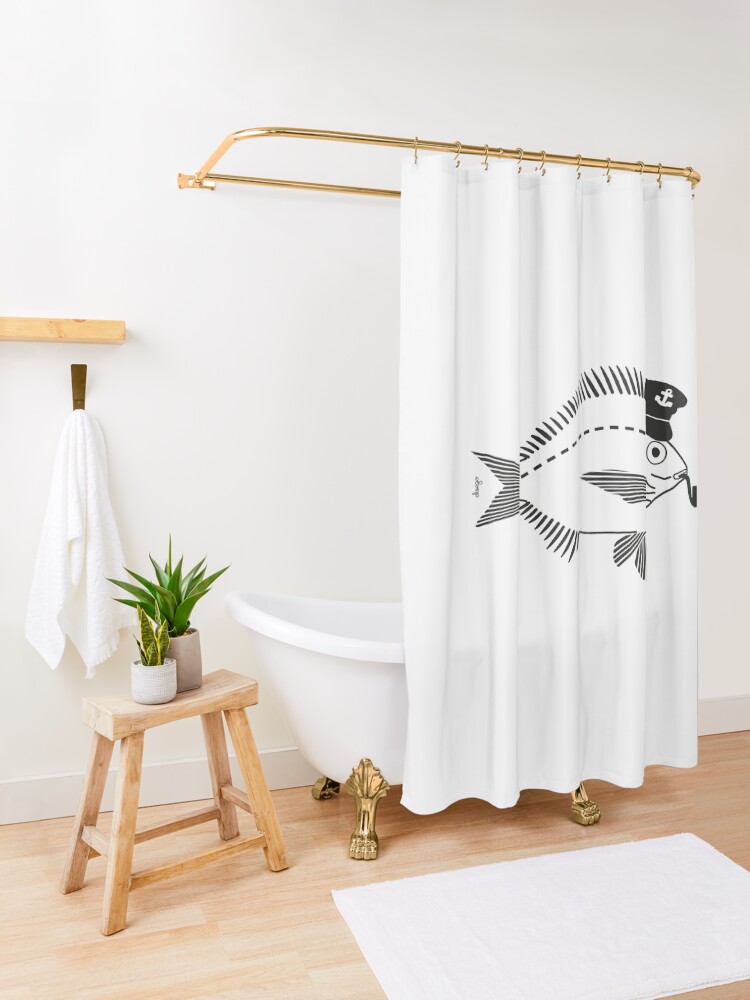 Alternate view of Sargo captain disego Shower Curtain