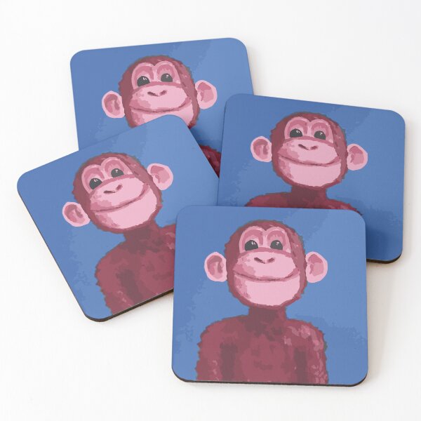 Item preview, Monkey Portrait - red monkey on blue background designed and sold by Ora Topiol-Feuer.