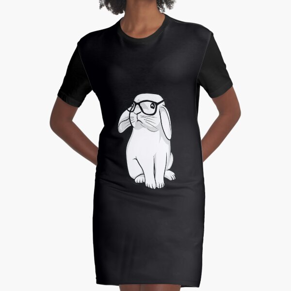 Funny Rabbit Hipster Bunny Geek Nerd Women Girls Kids Boys Gifts Graphic T-Shirt Dress