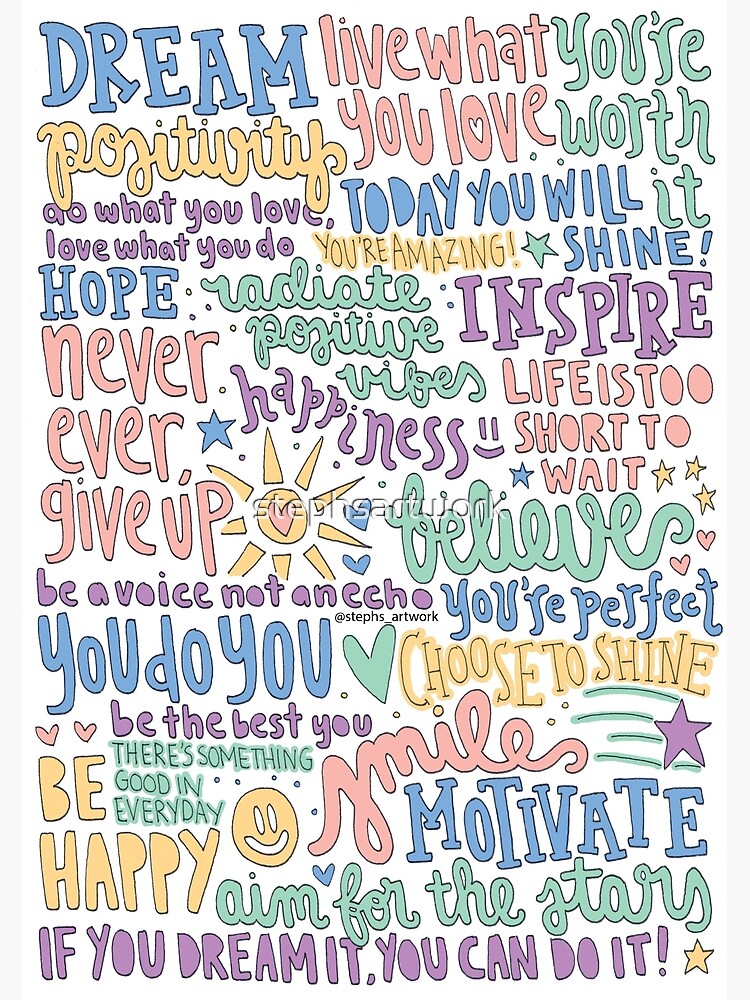 "Positive/Inspirational Quotes Collage" Canvas Print by stephsartwork