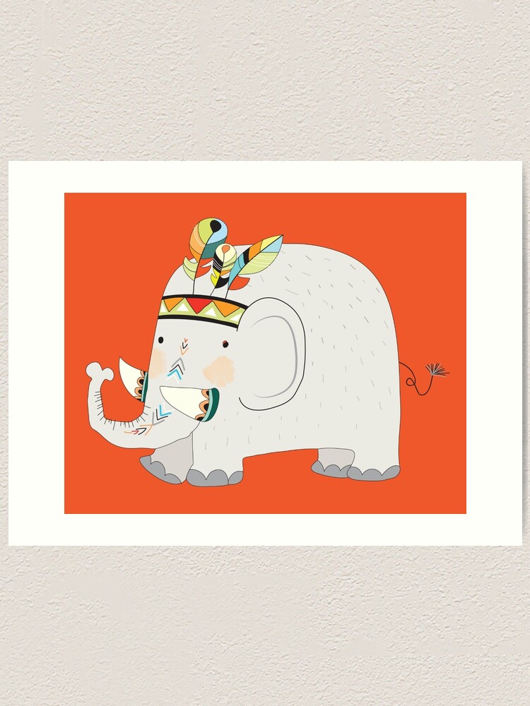 Lámina artística «Elefante tribal de los animales de dibujos animados» de  peacockcards | Redbubble