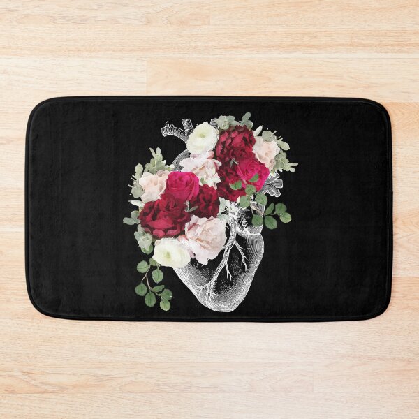 Item preview, Human heart illustration art, dark, purple roses, vintage effect white designed and sold by Collagedream.