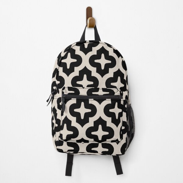 Item preview, Moroccan Quatrefoil Lattice Pattern Black & Linen White designed and sold by tonymagnerart.