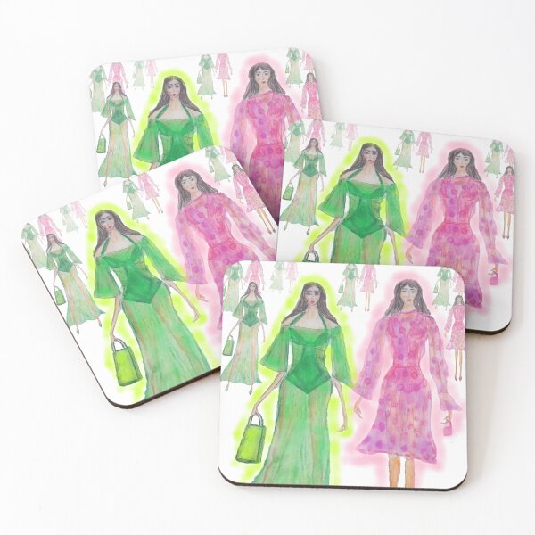 Item preview, GREEN AND PINK FASHION ILLUSTRATION  designed and sold by IvanaKada.