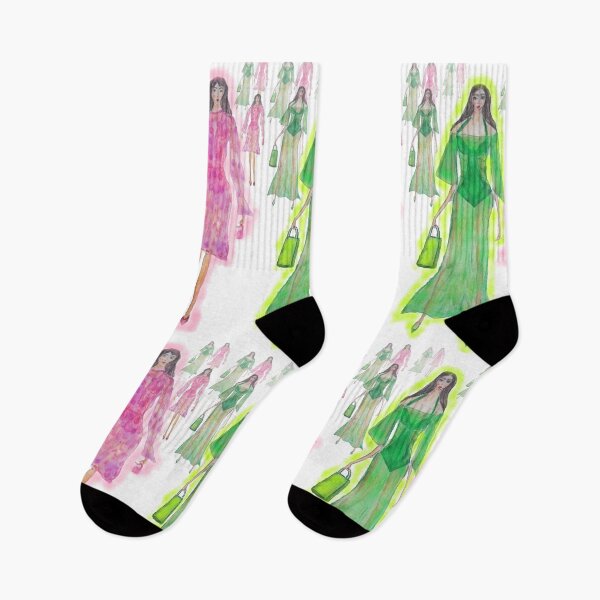 Item preview, GREEN AND PINK FASHION ILLUSTRATION  designed and sold by IvanaKada.