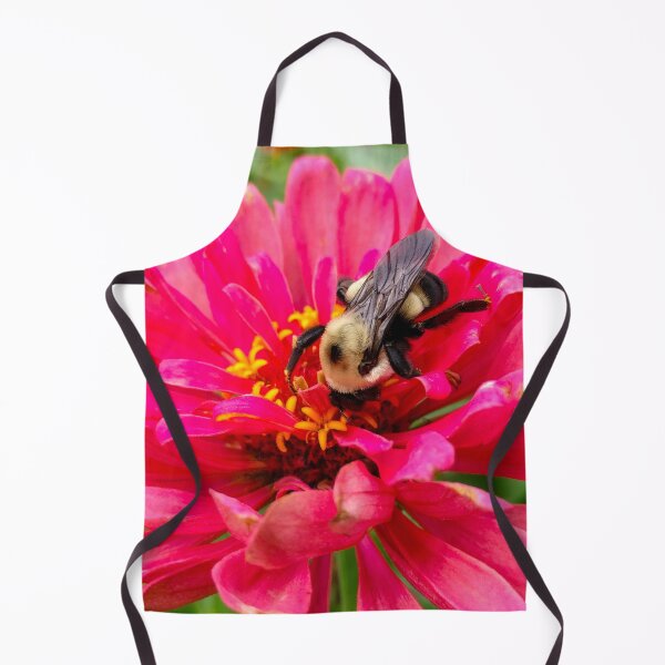 Item preview, Bumblebee on Pink Zinnia Flower on a Hot Summer Day designed and sold by PrettyLittlePic.