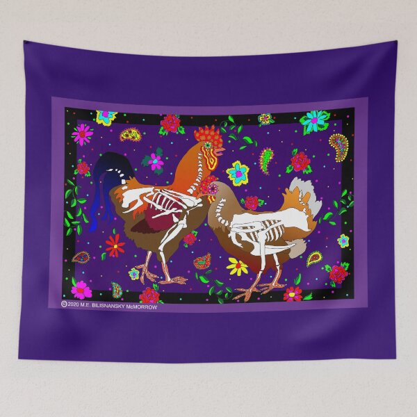 Item preview, Day of the Dead Chicken and Rooster designed and sold by M. E.  Bilisnansky McMorrow.