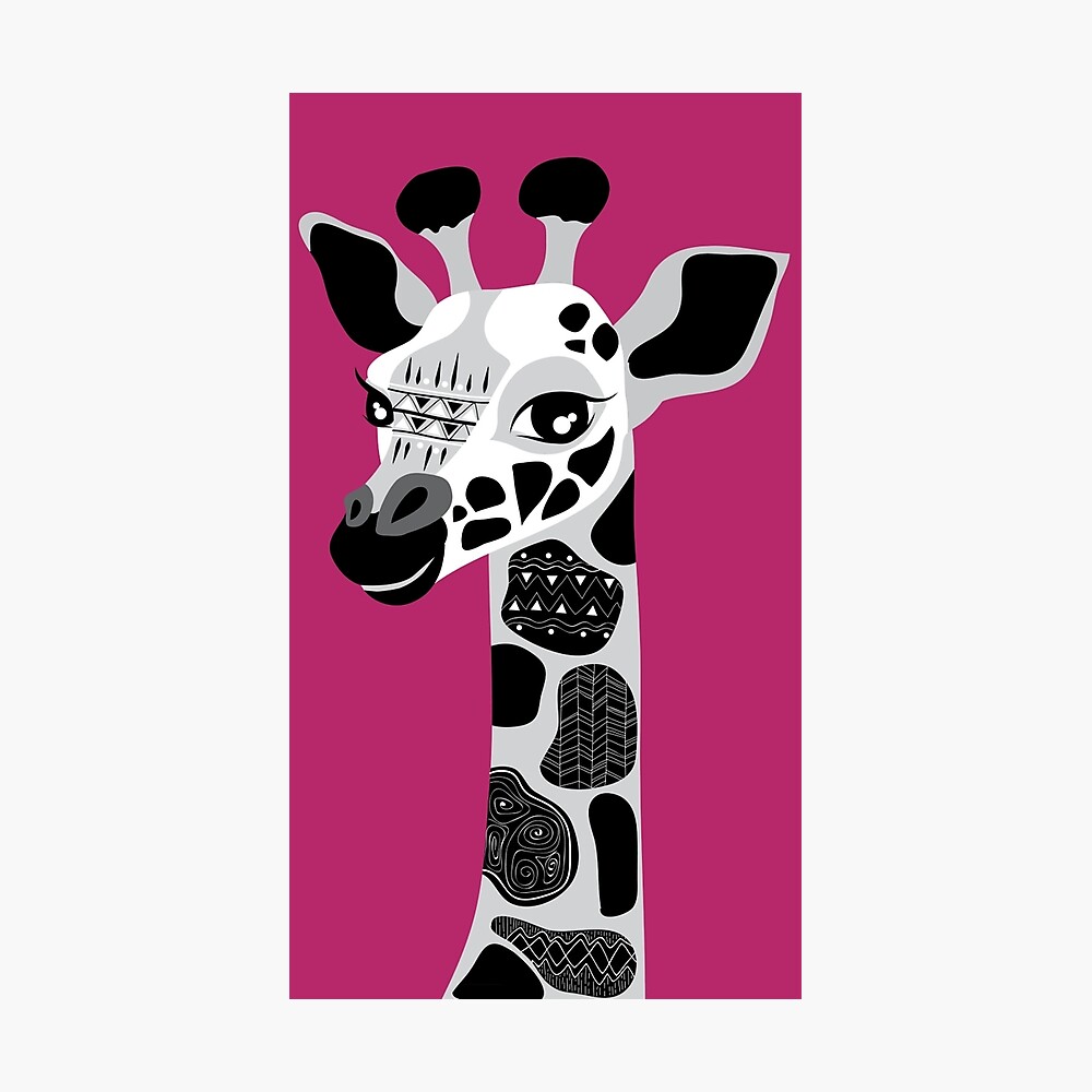 Zoo Safari Tiere Schwarz Weiss Giraffe Poster Von Peacockcards Redbubble