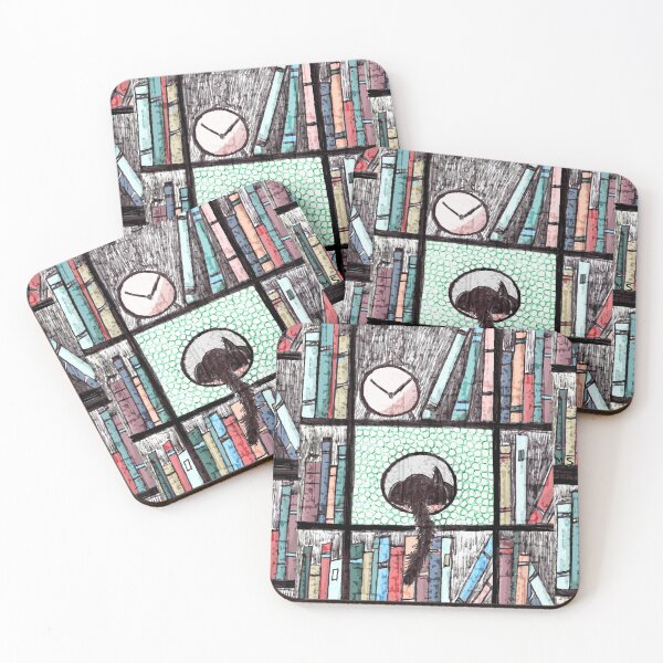 Item preview, Black Cat Napping in the Bookshelf "Cozy Nook" Pattern designed and sold by Michelebuttons.