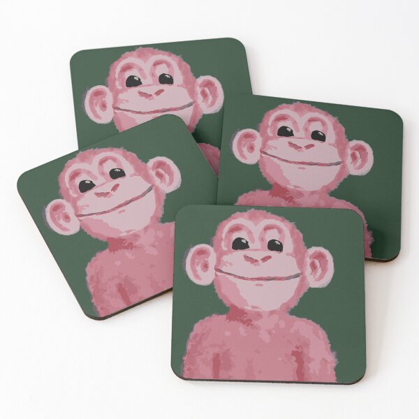 Item preview, Pink monkey portrait with green background designed and sold by Ora Topiol-Feuer.