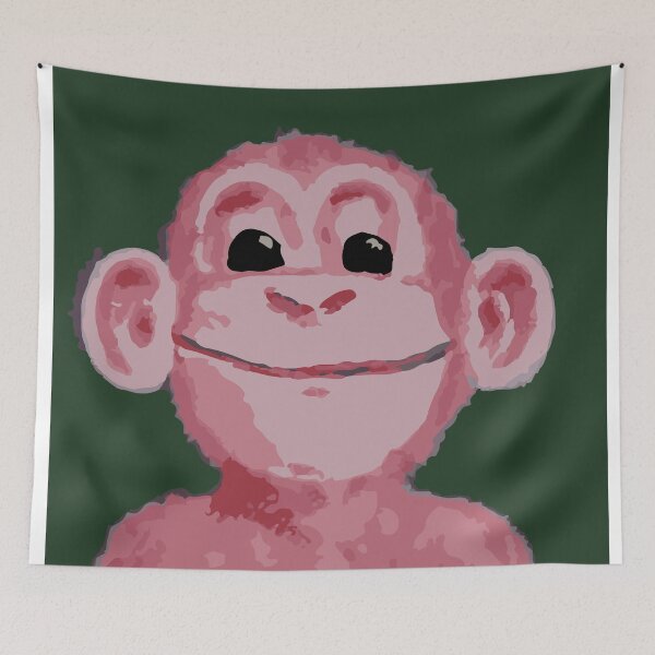 Item preview, Pink monkey portrait with green background designed and sold by Ora Topiol-Feuer.