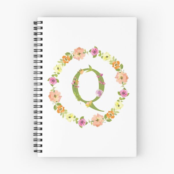 Item preview, Q Initial in a Watercolor Floral Wreath designed and sold by Pavnud.