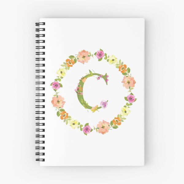 Item preview, C Initial in a Watercolor Floral Wreath designed and sold by Pavnud.