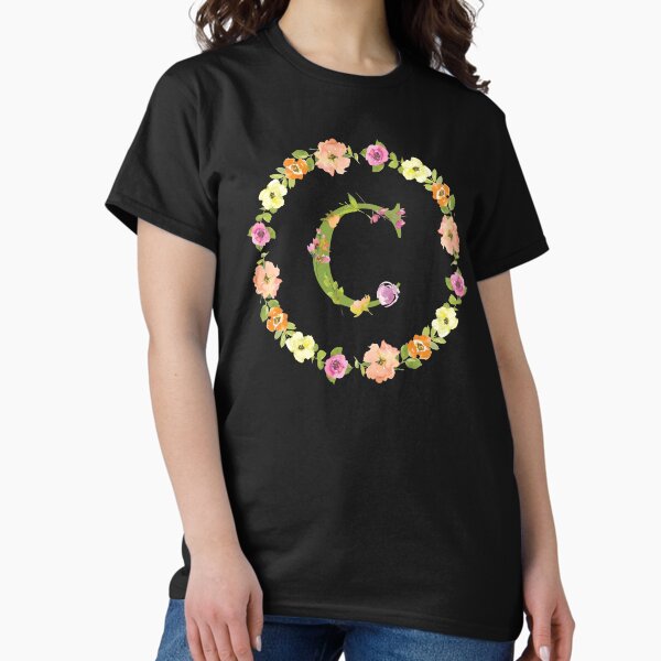 Item preview, C Initial in a Watercolor Floral Wreath designed and sold by Pavnud.