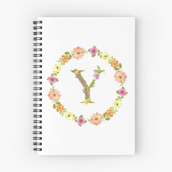 Item preview, Y Initial in a Watercolor Floral Wreath designed and sold by Pavnud.