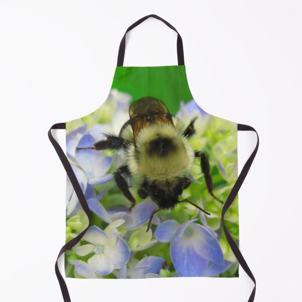 Item preview, Cute Fuzzy Bumblebee on Blue Hydrangea Flowers on a Hot Summer Day designed and sold by PrettyLittlePic.