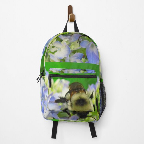 Item preview, Cute Fuzzy Bumblebee on Blue Hydrangea Flowers on a Hot Summer Day designed and sold by PrettyLittlePic.
