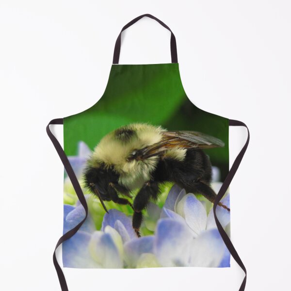 Item preview, Adorable Fuzzy Bumblebee on Blue Hydrangea Flowers on a Hot Summer Day designed and sold by PrettyLittlePic.