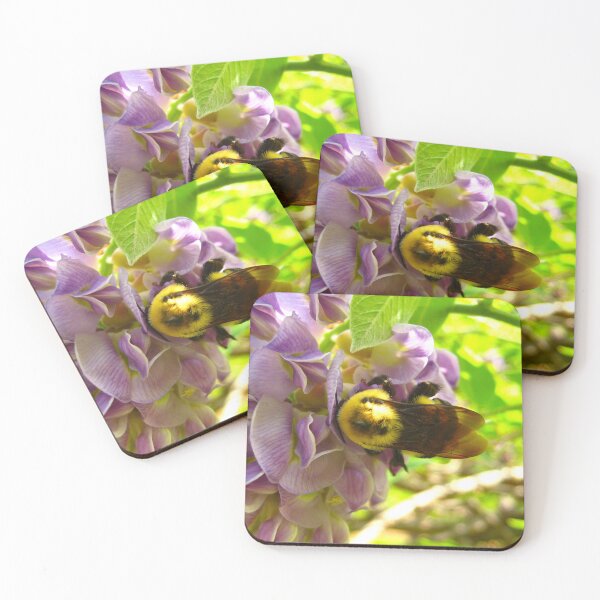 Item preview, Bumblebee on Purple Wisteria Blush with Purple Flowers on a Warm Sunny Spring Day designed and sold by PrettyLittlePic.