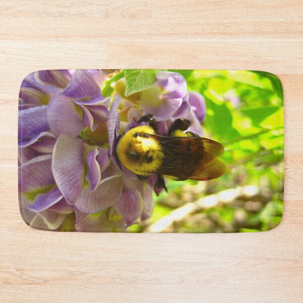 Item preview, Bumblebee on Purple Wisteria Blush with Purple Flowers on a Warm Sunny Spring Day designed and sold by PrettyLittlePic.