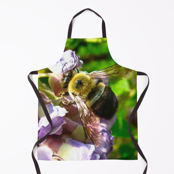 Item preview, Adorable Fuzzy Bumblebee on Purple Wisteria Blush with Purple Flowers on a Warm Sunny Spring Day designed and sold by PrettyLittlePic.