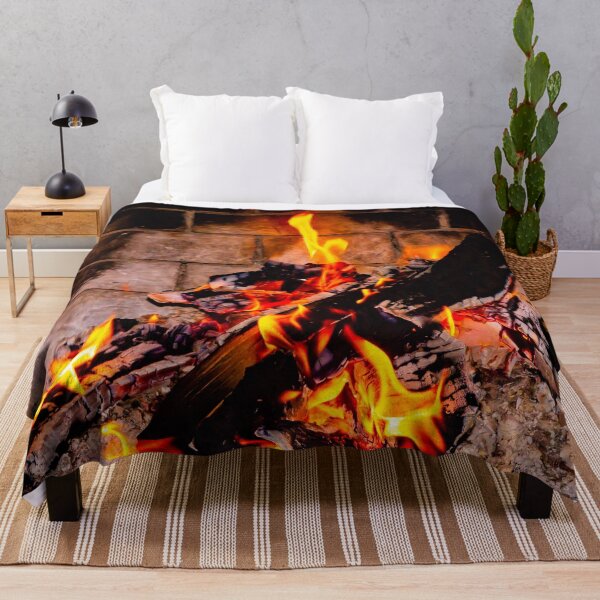 Item preview, fire in the fireplace on the background of brickwork designed and sold by nataliavavilina.