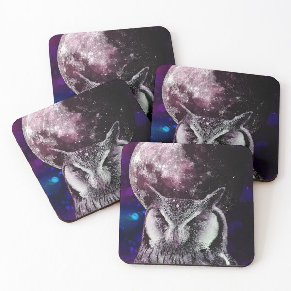 Item preview, Owl in galaxy with full moon designed and sold by felinefeelings.