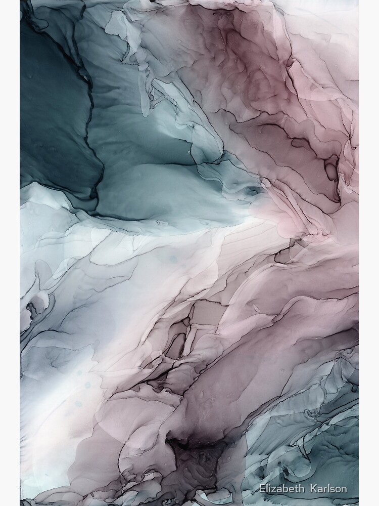 Discover Mauve Blush & Stormy Blue Flow Abstract 2 Premium Matte Vertical Poster