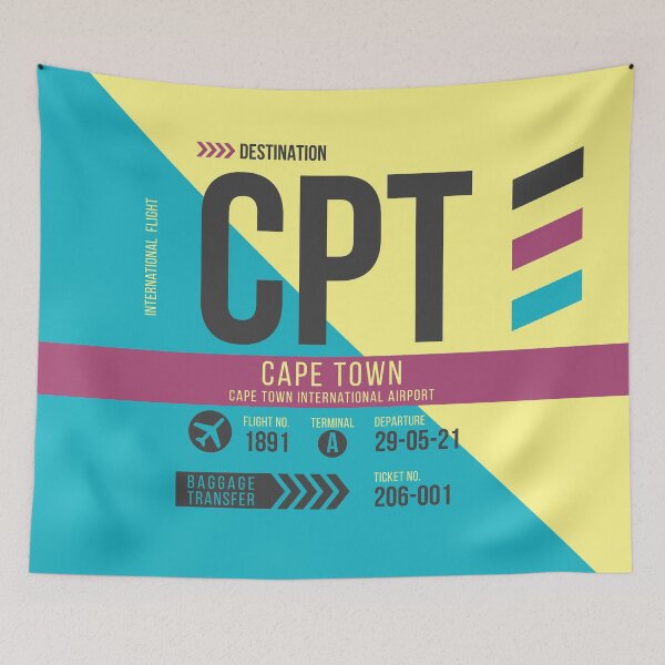 Aperçu de l'œuvre Étiquette de bagage de code d'aéroport de Capet Town (CPT) créée et vendue par SLAG-Creative.