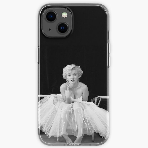 Marilyn Monroe in White Dress, Black and White Vintage Wall Art iPhone Soft Case