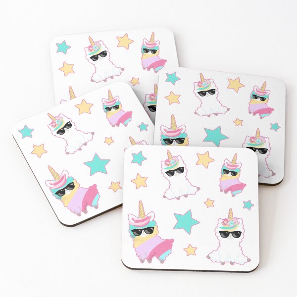 Item preview, Pastel Rainbow Llamacorns Pattern Wearing Sunglasses Llama Unicorn designed and sold by TheButtonCrew.