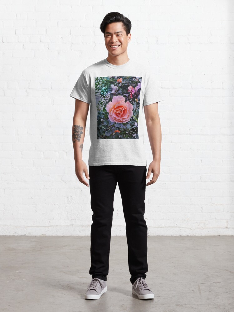 Thumbnail 3 of 7, Classic T-Shirt, Orange Rose Photography Background designed and sold by Victoria Riabov.
