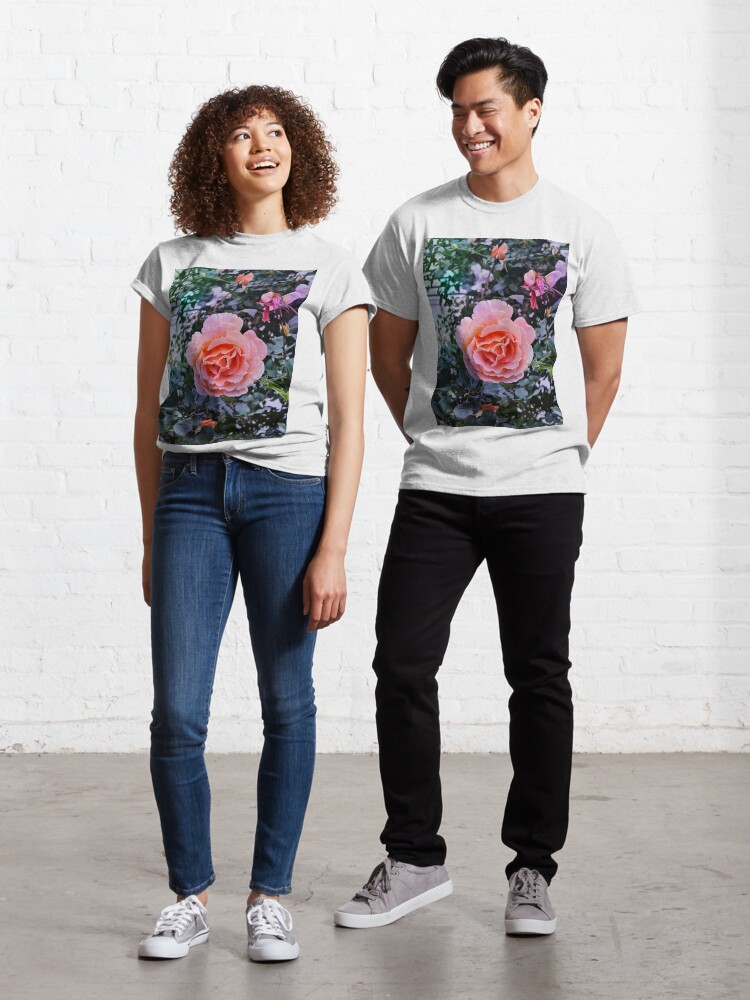 Thumbnail 1 of 7, Classic T-Shirt, Orange Rose Photography Background designed and sold by Victoria Riabov.