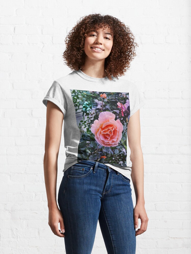 Thumbnail 4 of 7, Classic T-Shirt, Orange Rose Photography Background designed and sold by Victoria Riabov.
