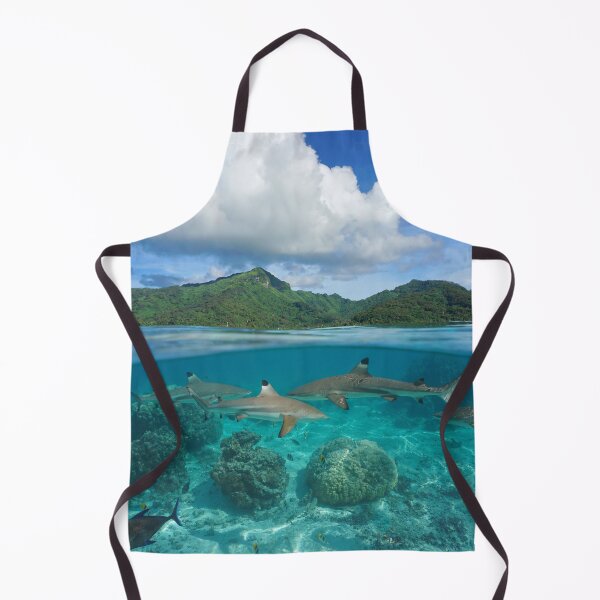 Item preview, Island seascape sharks underwater French Polynesia designed and sold by Seaphotoart.