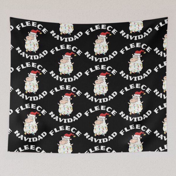 Item preview, Fleece Navidad Christmas Sheep In Santa Hat And Xmas Lights designed and sold by TheButtonCrew.