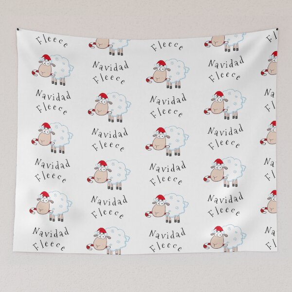 Item preview, Fleece Navidad Christmas Sheep In Santa Hat With Candy Cane designed and sold by TheButtonCrew.