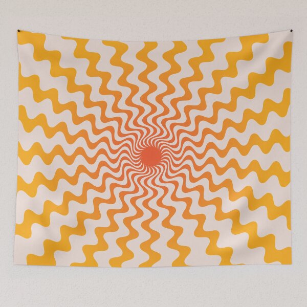 Item preview, Orange Yellow Gradation Zigzag Wave Optical Illusion on Beige Background designed and sold by MarkStudio.
