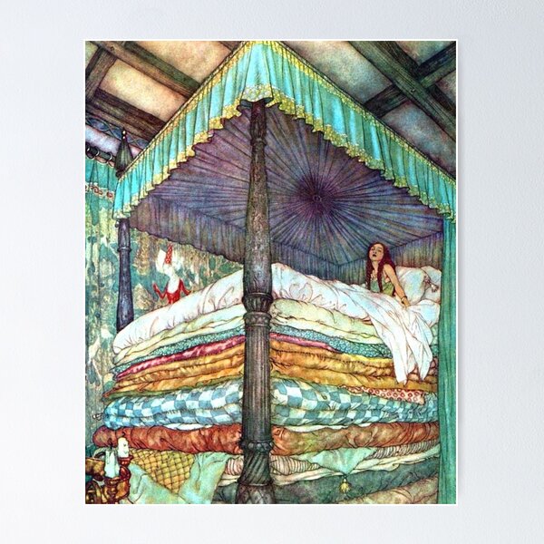 Item preview, Princess And The Pea Print - Fairy Tale Hans Andersen - Edmund Dulac 1911 designed and sold by LoudDogDesigns.