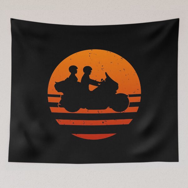 Item preview, Retro Touring Motorcycle Couple Sunset Silhouette designed and sold by hobrath.